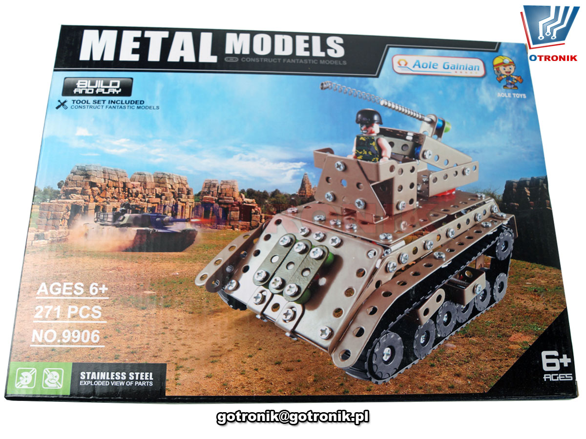 Metalowe klocki konstrukcyjne - czołg