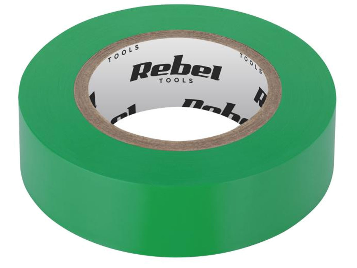 Taśma izolacyjna klejąca REBEL (0,13 mm x 19 mm x 10 yd) zielona NAR0427