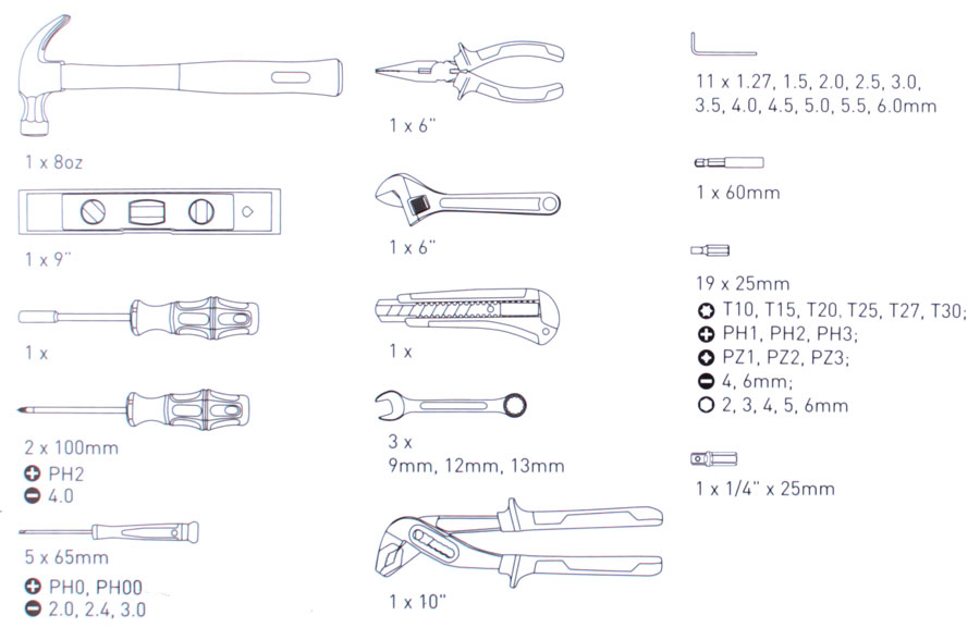 Zestaw narzędzi ręcznych 50 sztuk w walizce SU-17P011