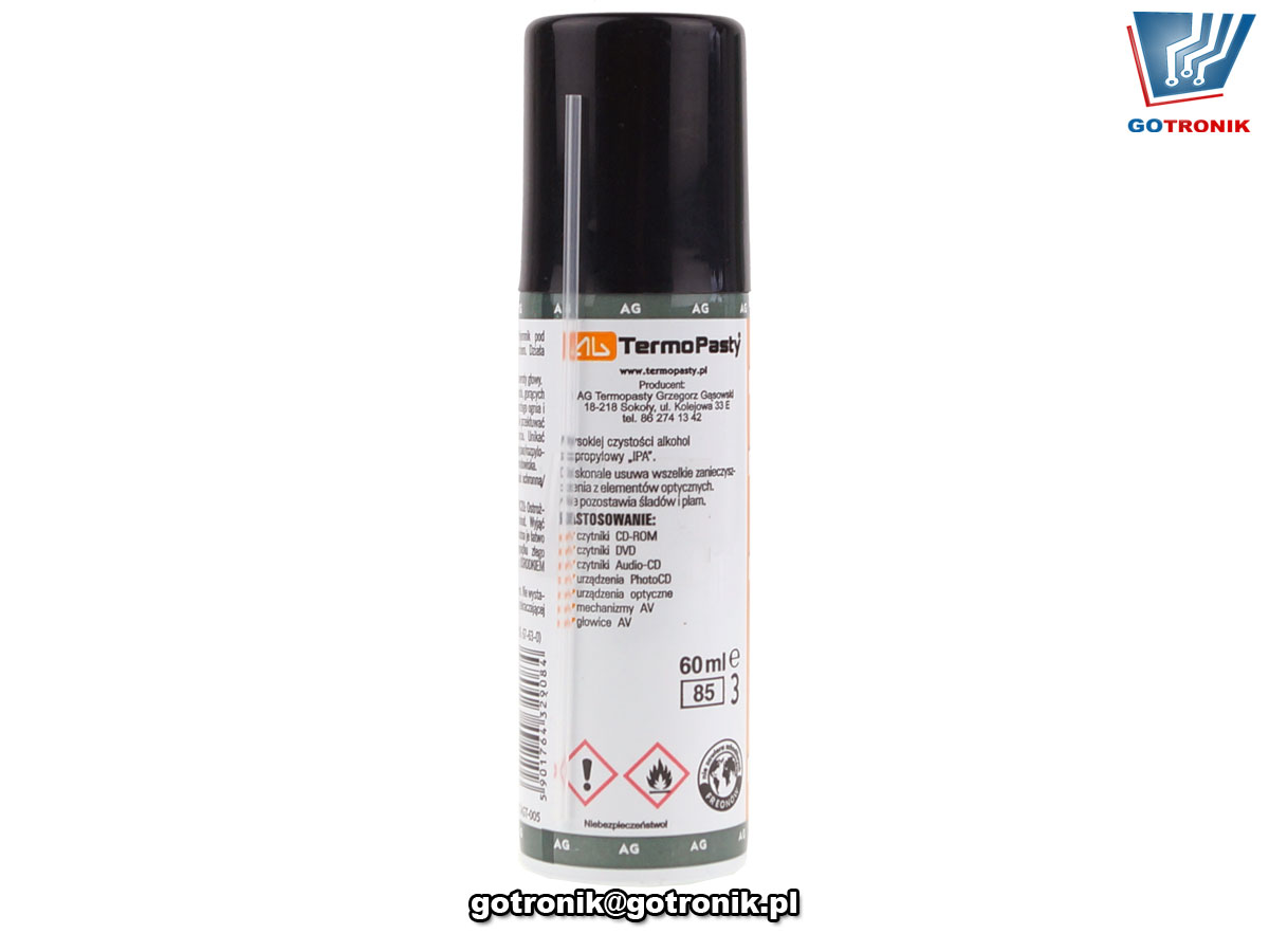 AGT-005 Kontakt IPA Plus 60ml aerozol spray alkohol izopropylowy do mycia elektroniki