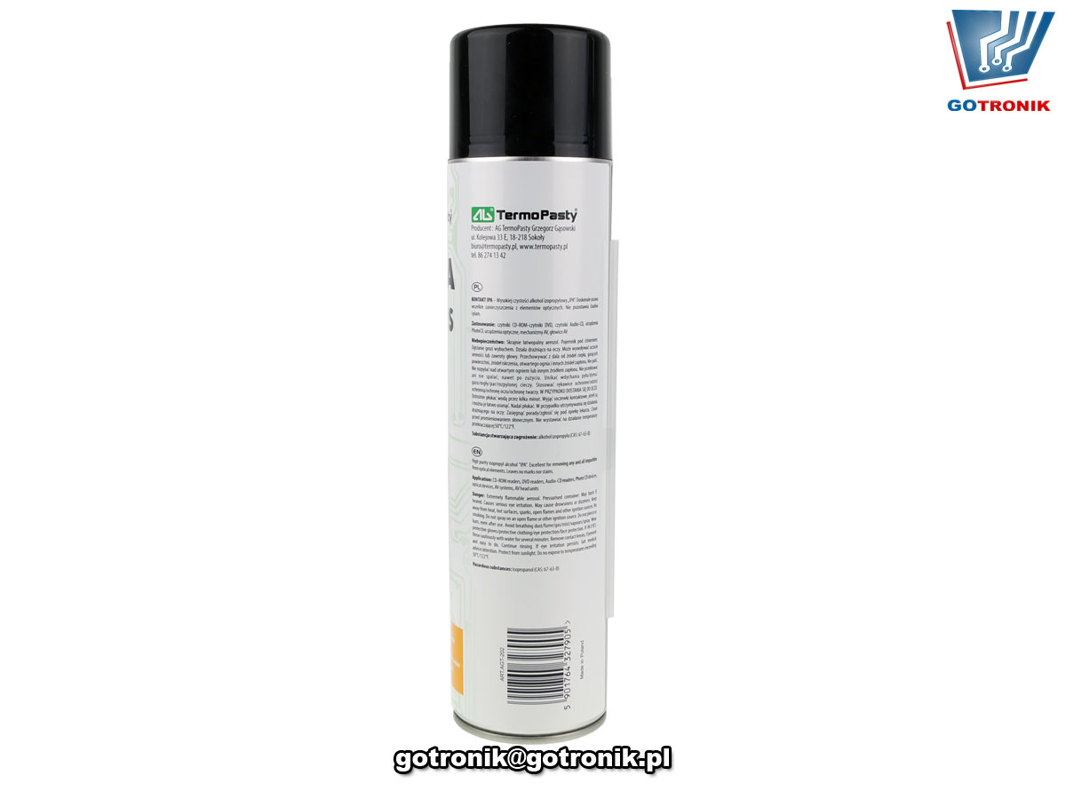 AGT-202 Kontakt IPA Plus 600ml aerozol spray alkohol izopropylowy do mycia elektroniki