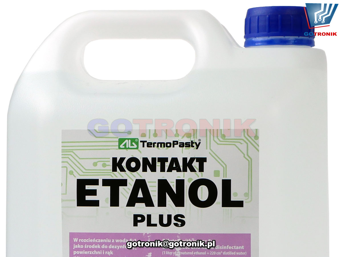 Kontakt ETANOL plus ART.AGT280 5901764325772 w rozcieńczeniu z wodą 5:1 może być stosowany jako środek do dezynfekcji powierzchni i rąk