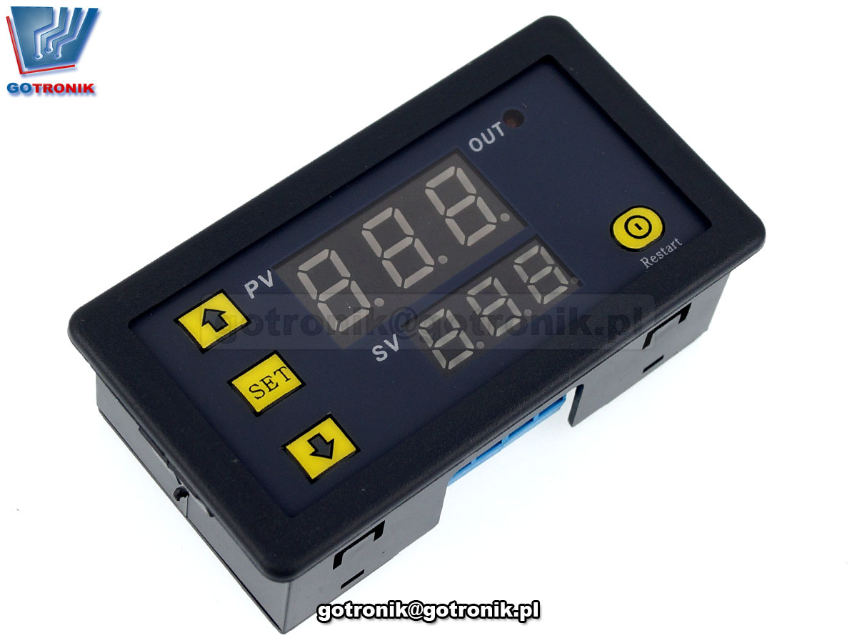 BTE-648 przekaźnik czasowy, czasówka, timer, programator czasowy, przekaźnik z układem czasowym, układ opóźnionego załączenia, włącznik czasowy, wyłącznik czasowy, moduł opóźnionego włącznika, układ z odliczaniem czasu załączenia, cykliczne załączanie lub włączanie