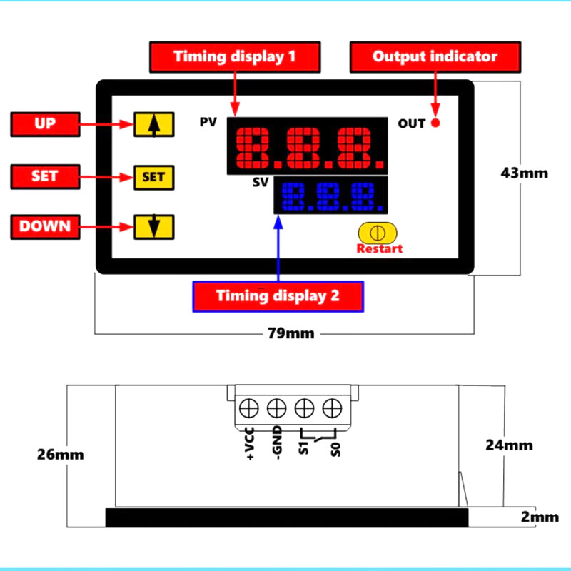 BTE-648 przekaźnik czasowy, czasówka, timer, programator czasowy, przekaźnik z układem czasowym, układ opóźnionego załączenia, włącznik czasowy, wyłącznik czasowy, moduł opóźnionego włącznika, układ z odliczaniem czasu załączenia, cykliczne załączanie lub włączanie