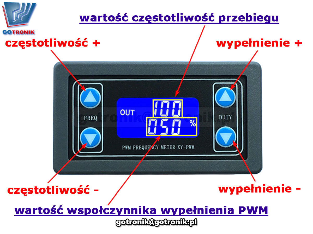 Sterownik PWM 3,3V-30V 1Hz-150kHz dwukanałowy z LCD dwukanałowy generator sterownik XY-PWM UART BTE-673
