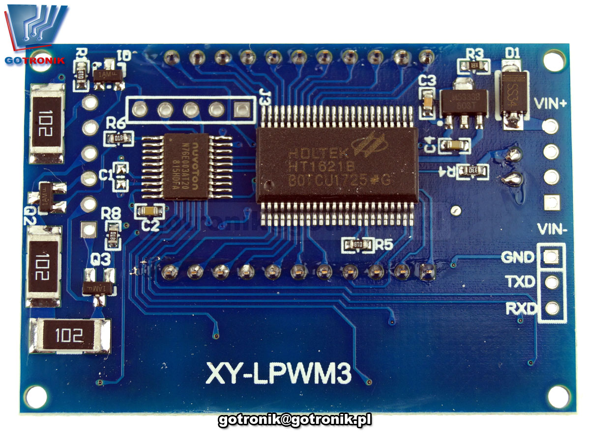 Sterownik PWM 3,3V-30V 1Hz-150kHz potrójny 3 kanałowy z LCD generator sterownik XY-LPWM3 UART BTE-677