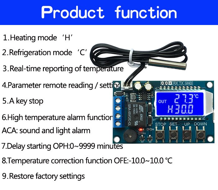 moduł cyfrowy termostat - sterownik z przekaźnikiem sterowany temperaturą XY-T01 BTE-708