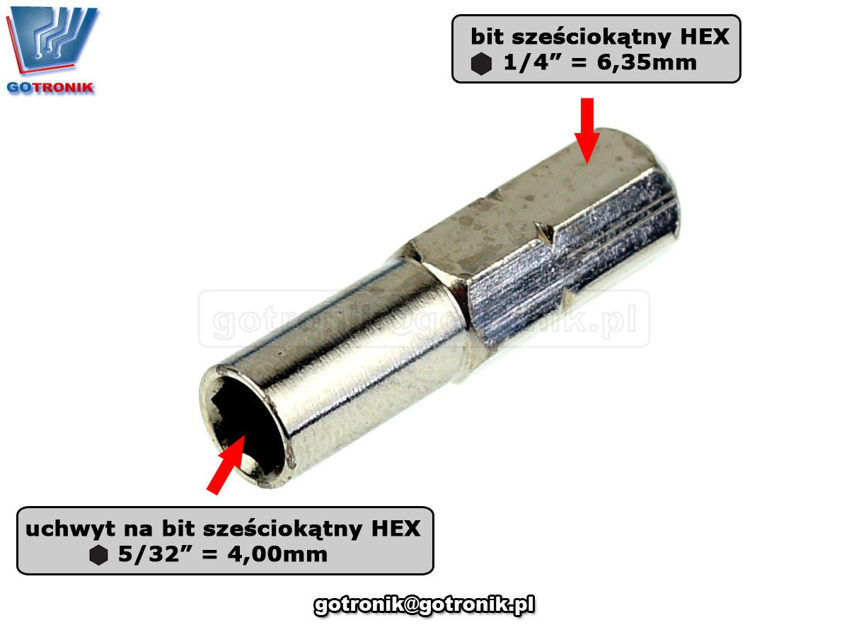 Adapter - redukcja przeznaczona do bitów sześciokątnych HEX