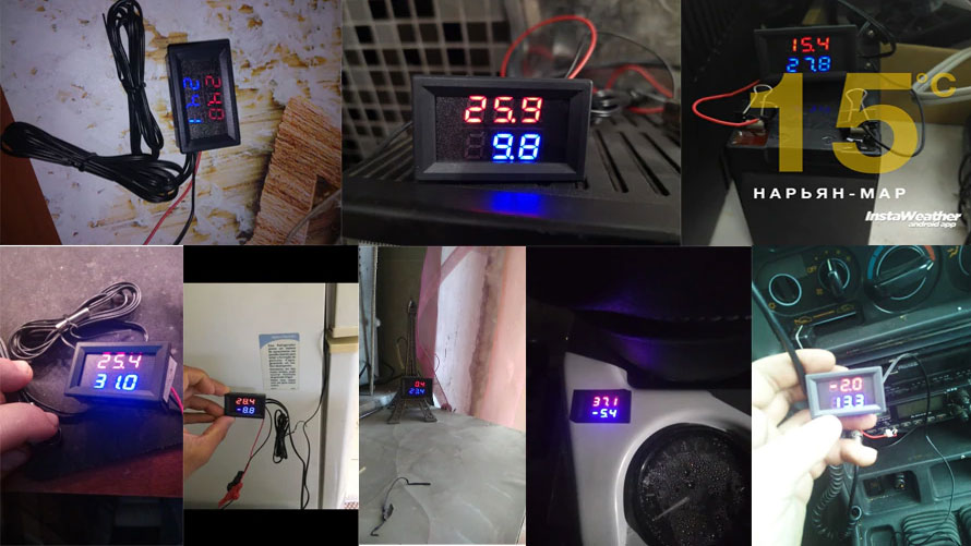 Podwójny termometr LED NTC -20°C do 100°C panelowy BTE-814 do samochodu