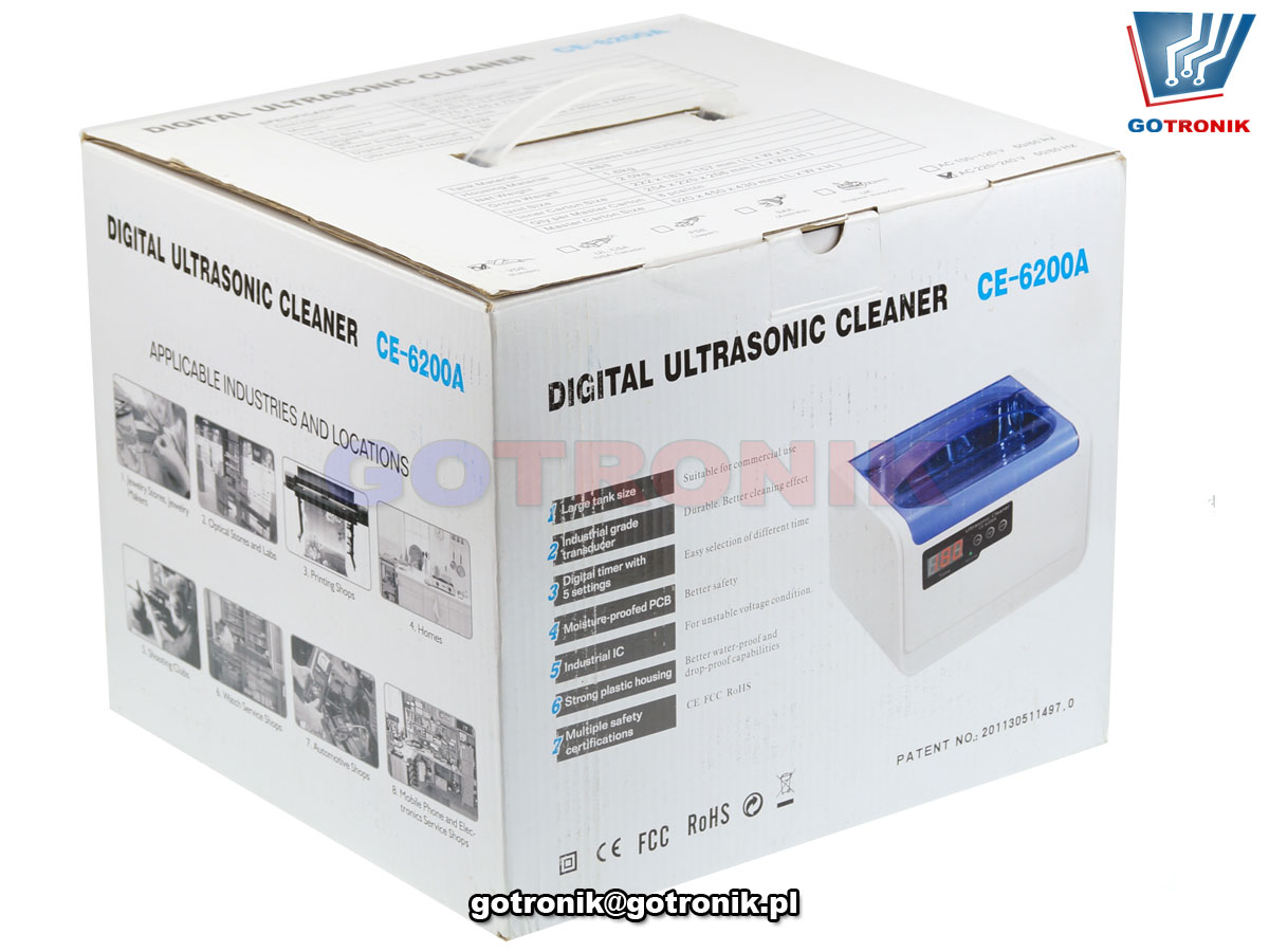 CE-6200A myjka ultradźwiękowa pojemność 1400ml