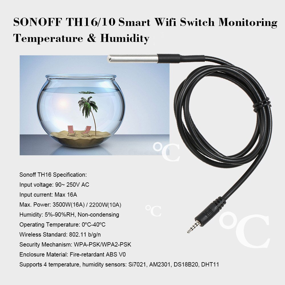 Sonoff Sensor DS18B20 wodoodporny czujnik temperatury dla TH10/16 IM160712003