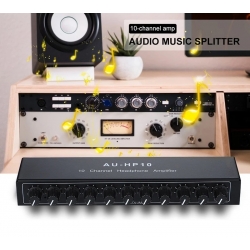 10 kanałowy wzmacniacz słuchawkowy stereo AU-HP10 + zasilacz