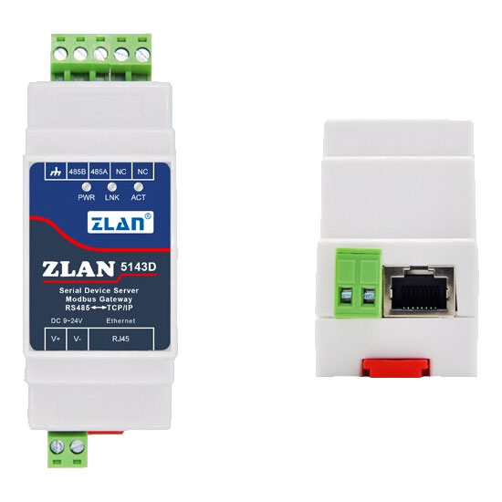 RS485 na Ethernet konwerter na szynę DIN ZLAN5143D ELEK-173