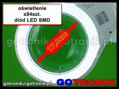 Lampa z lupą 5D 5 dioptrii x2,25 84xLED przykręcana do blatu oświetlenia LAM-030 soczewka 178mm