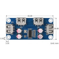 Ethernet / USB HUB HAT (B) do Rasberry Pi 4x USB 2.0 Waveshare