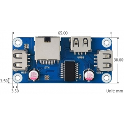 Ethernet / USB HUB HAT (B) do Rasberry Pi 1xRJ45 3x USB 2.0 Waveshare