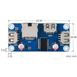 Obudowa do Raspberry Pi Zero z gniazdami 3x USB 2.0 1x RJ45 Waveshare