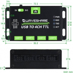 Przemysłowy konwerter USB na 4 kanałowy TTL USB na UART Waveshare