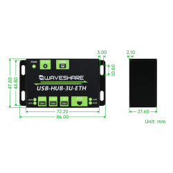 Wielofunkcyjny przemysłowy koncentrator USB 3 portowy + 100M Ethernet Waveshare