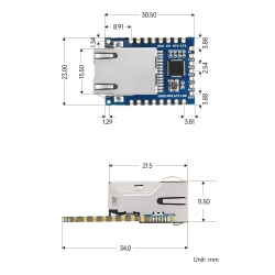 Miniaturowy moduł TTL UART do Ethernet z odlewanymi otworami Waveshare