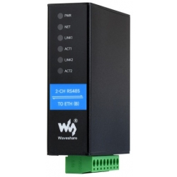 2 kanałowy serwer szeregowy RS485 na PoE RJ45 2x Ethernet Waveshare