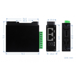 2 kanałowy serwer szeregowy RS485 na PoE RJ45 2x Ethernet Waveshare