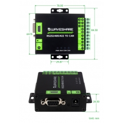 Przemysłowy izolowany konwerter RS232/RS485/RS422 na CAN Waveshare