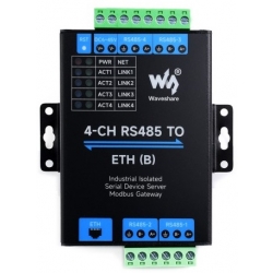 4 kanałowy serwer szeregowy RS485 do PoE RJ45 Ethernet na szynę DIN Waveshare