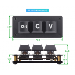 Klawiatura z skrótami klawiszowymi Ctrl C/V 3 klawiszowa dla programistów Waveshare