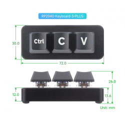 Klawiatura  z skrótami klawiszowymi Ctrl C/V PLUS 3 klawiszowa dla programistów Waveshare