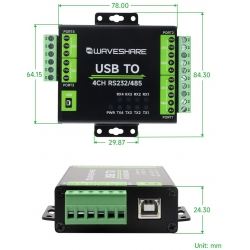 Przemysłowy izolowany konwerter USB na RS232/485 2 kanały Waveshare