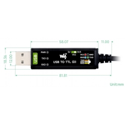 Przemysłowy kabel szeregowy USB-TTL (D) do Raspberry Pi 5 Waveshare