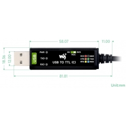 Przemysłowy kabel szeregowy USB do TTL 6 pinowy Waveshare