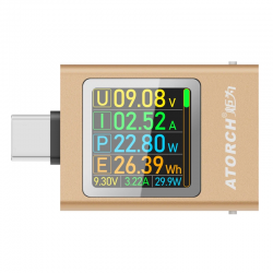 AT085 miernik portu USB-C napięcia prądu mocy PD3.1 QC3.0 żółtozłoty Atorch