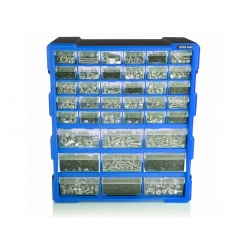 Organizer ścienny z 39 szufladkami niebieski ASR-6001-BLUE