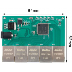 Moduł przełącznika sieciowego 5 portowego 10/100 Mbps 5V DC PCB