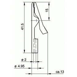 Krokodylek pomiarowy na banan 2mm 8A MA1-RD 41,5mm czerwony