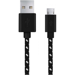 Kabel USB MICRO A-B 1M oplot czarny