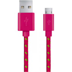 Kabel USB MICRO A-B 1M oplot różowy