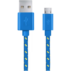 Kabel USB MICRO A-B 2M oplot niebieski