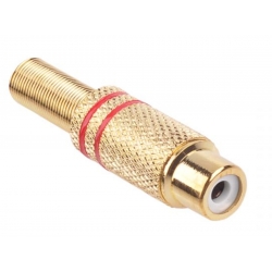 Gniazdo RCA złote 2 czerwone paski na kabel GNI0069A
