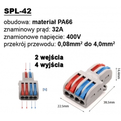 SPL-42 szybkozłącze kostka elektryczna rozgałęźnik zasilania SPL42