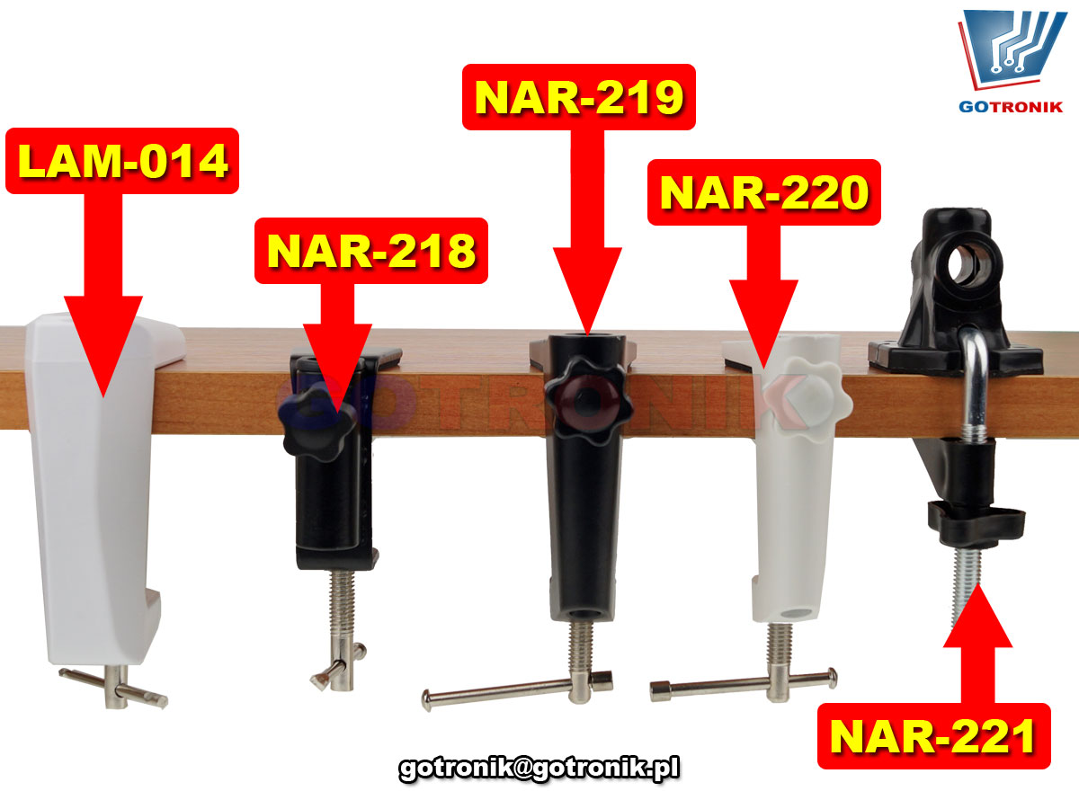Zapasowe mocowanie, uchwyt do blatu stołu typu imadło,imadełko przeznaczone do lamp z lupą NAR-218