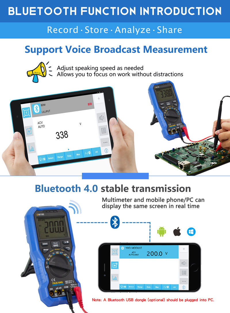 OW18E Owon miernik uniwersalny True RMS Bluetooth multimetr