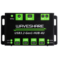 Koncentrator USB 3.2 4 kanałowy Plug&Play metalowa obudowa Waveshare