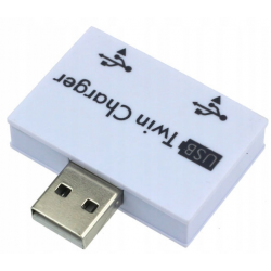 Rozdzielacz splitter USB 2.0 1x port męski na 2x port żeński biały