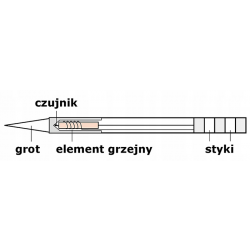 T12-D4 grot z grzałką do stacji lutowniczej BAKON AOYUE AIXUN YATO HAKKO