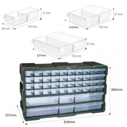 Organizer ścienny z 46 szufladkami zielony ASR-6017