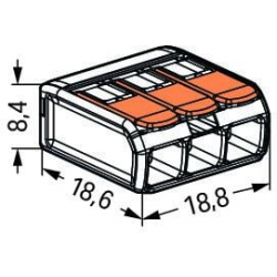 Szybkozłączka 3 x 0,2-4mm² transparentna pomarańczowa WAGO 221‑413