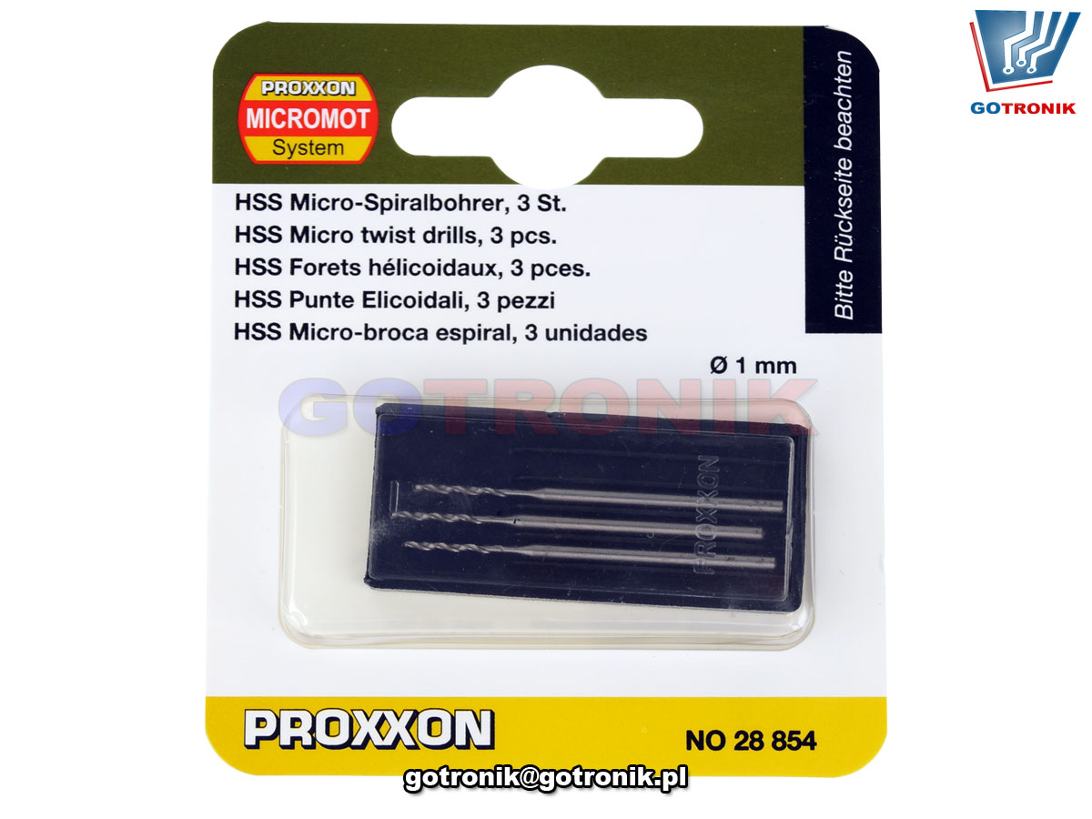 Proxxon 28 854 zestaw 3 sztuk wierteł HHS 1mm 1,0mm
